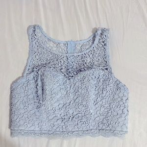 Blue silver sparkly top from Sequin hearts.